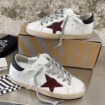 Super-Star with red glitter star and black matte cowhide leather heel