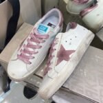 Super-Star with pink suede leather star and pink matte cowhide leather heel