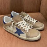 Super-Star with blue matte cowhide star and blue matte cowhide leather heel