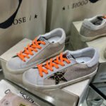 Super-Star with leopard print star and grey suede leather heel