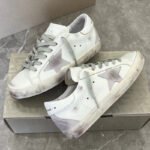 Super-Star with grey suede leather star and white matte cowhide leather heel