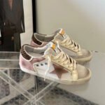 Super-Star with pink suede leather star and leopard print heel