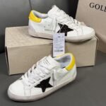 Super-Star with black glitter star and yellow matte cowhide leather heel