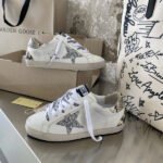 Super-Star with silvery glitter star and snake print leather heel