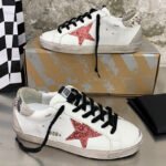 Super-Star with red glitter star and snake print leather heel