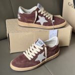 Ball-Star with white suede leather star and silvery matte cowhide leather heel