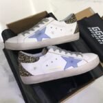 Super-Star with blue matte cowhide star and black gold color glitter heel