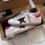 Super-Star with black glitter star and pink matte cowhide leather heel