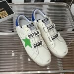 Super-Star with green matte cowhide star and blue matte cowhide leather heel