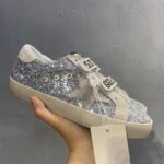 Super-Star with grey suede leather star and grey suede leather heel