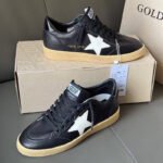 Ball-Star with white matte cowhide star and black matte cowhide leather heel