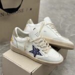 Ball-Star with blue glitter star and grey suede leather heel