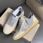 Ball-Star with grey suede leather star and blue matte cowhide leather heel