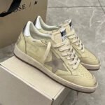 Ball-Star with grey suede leather star and silvery matte cowhide leather heel