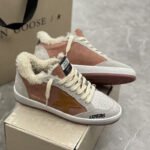 Ball-Star with brown matte cowhide star and silvery matte cowhide leather heel