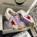 Super-Star with red suede leather star and silvery glitter heel