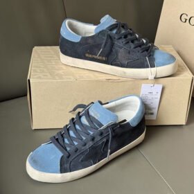 Super-Star with dark blue suede leather star and light blue suede leather heel