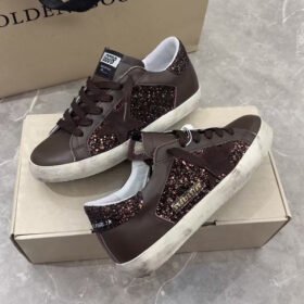 Super-Star with brown suede leather star and brown glitter heel