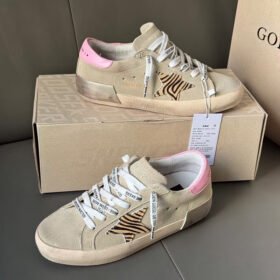 Super-Star with leopard print star and pink matte cowhide leather heel