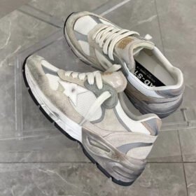 Dad-Star with white matte cowhide star and brown matte cowhide leather heel