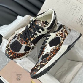 Dad-Star with white matte cowhide star and black matte cowhide leather heel