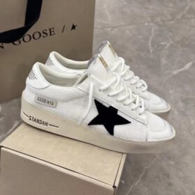 Stardan with black suede leather star and white matte cowhide leather heel