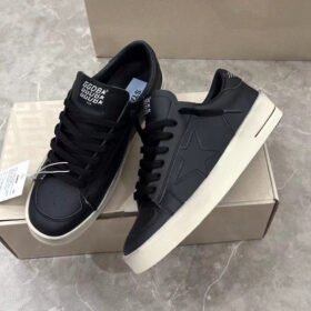 Stardan with black matte cowhide star and black matte cowhide leather heel