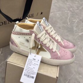 Mid Star with golden matte cowhide star and white matte cowhide leather heel