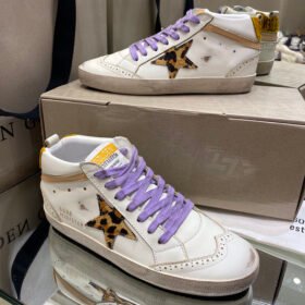 Mid Star with leopard print star and yellow suede leather heel